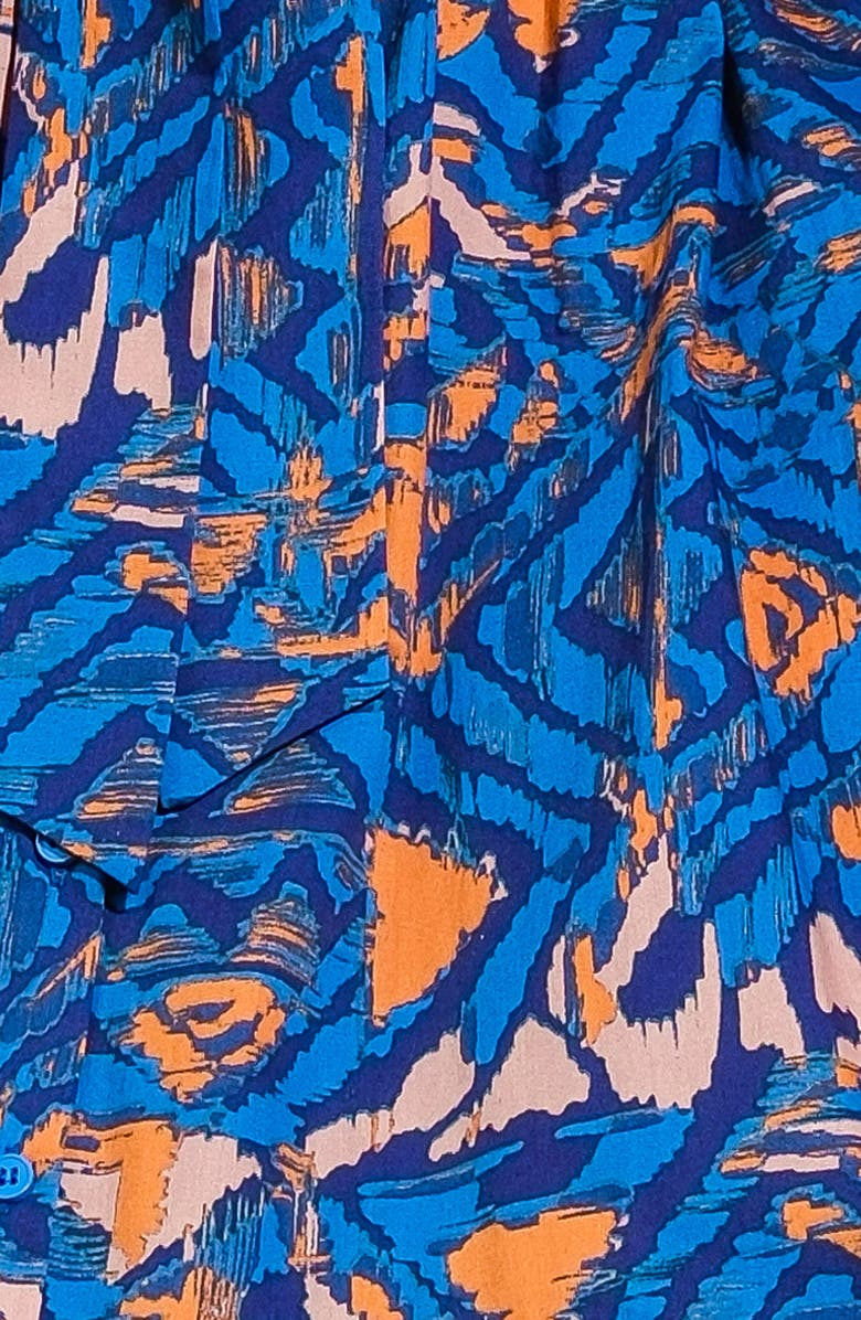 FLYING TOMATO Print Long Sleeve Cotton Midi Shirtdress