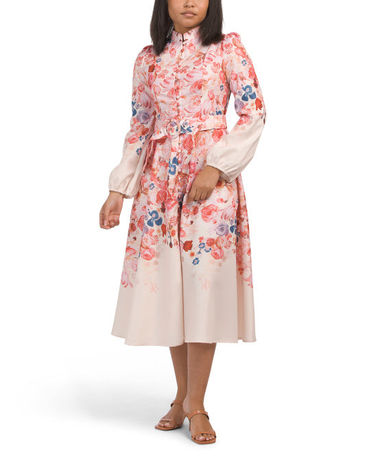 DALIA MACPHEE Floral Border Print Midi Dress With Belt – VinNews Recommendations