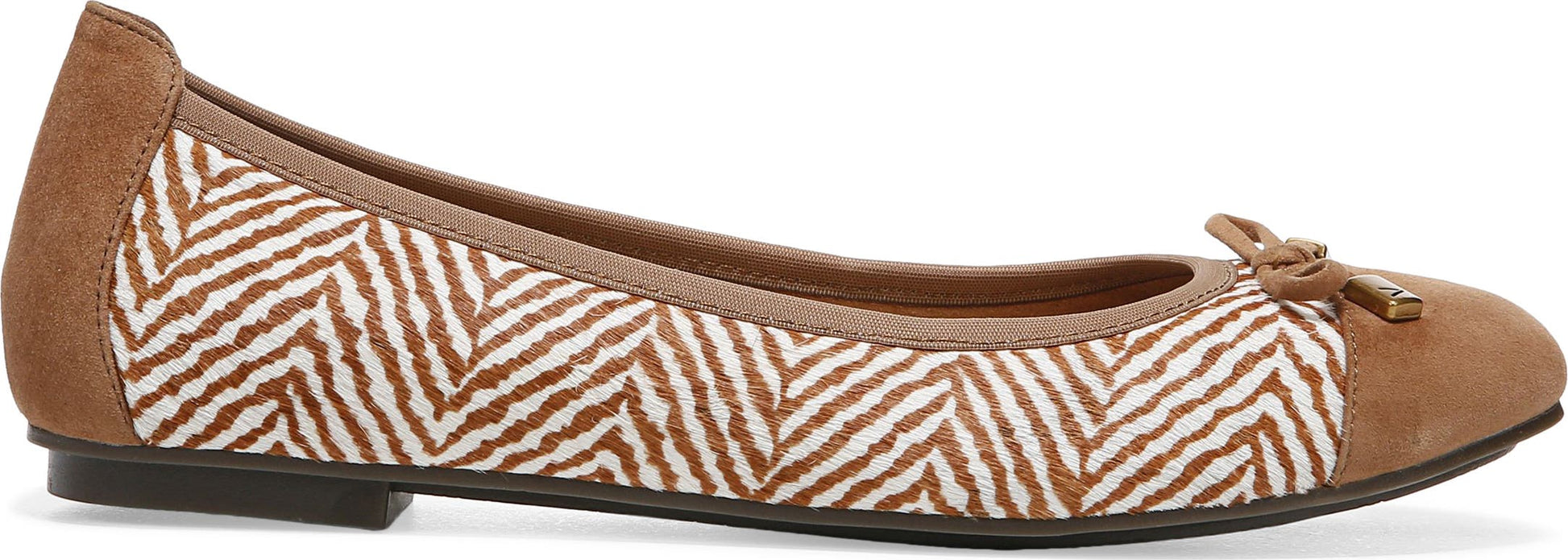 Vionic Minna Faux Calf Hair Flat, Alternate, color, TOFFEE/ CREAM