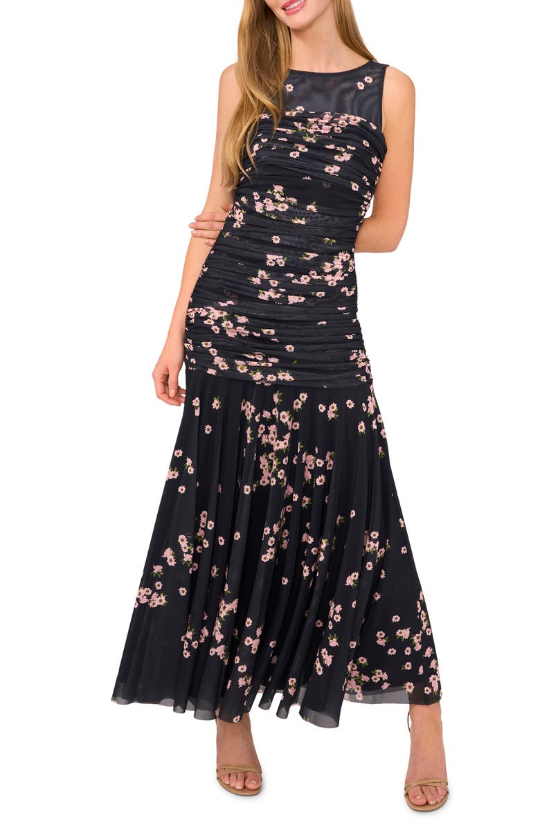 Ted Baker Ruched Sleeveless Mesh Maxi Dress