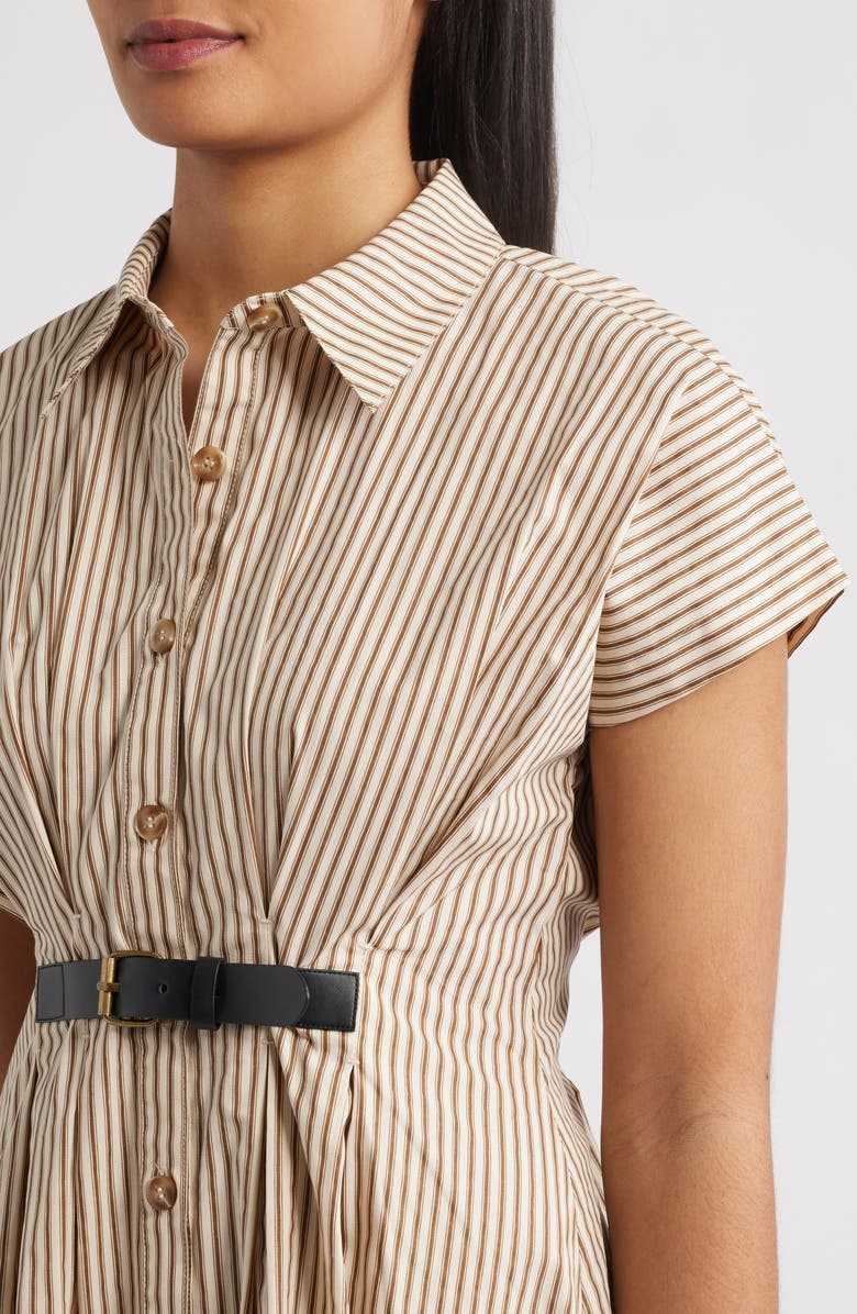 ZOE AND CLAIRE Stripe Belted Detail Cotton Shirtdress