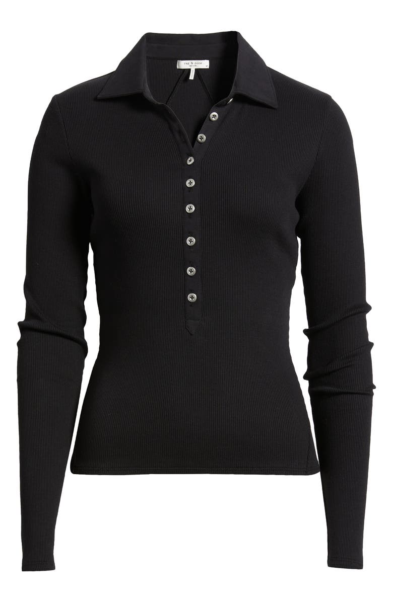 rag & bone The Essential Rib Long Sleeve Polo