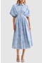 Embroidered Stripe Midi Shirtdress