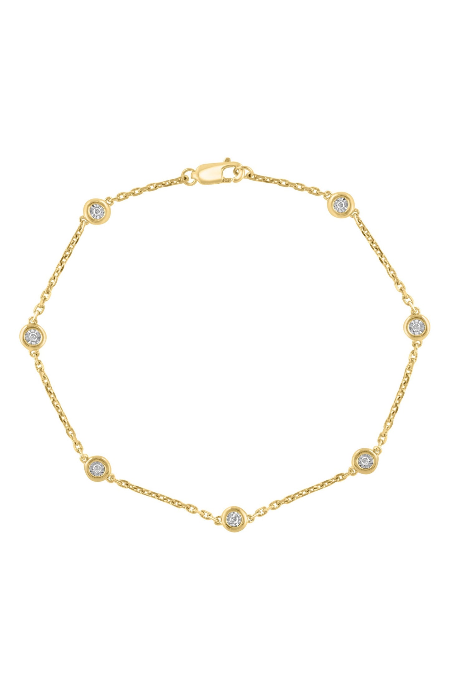 EFFY Sterling Silver Bezel Set Diamond Chain Bracelet - 0.07 ctw., Main, color, Yellow Gold