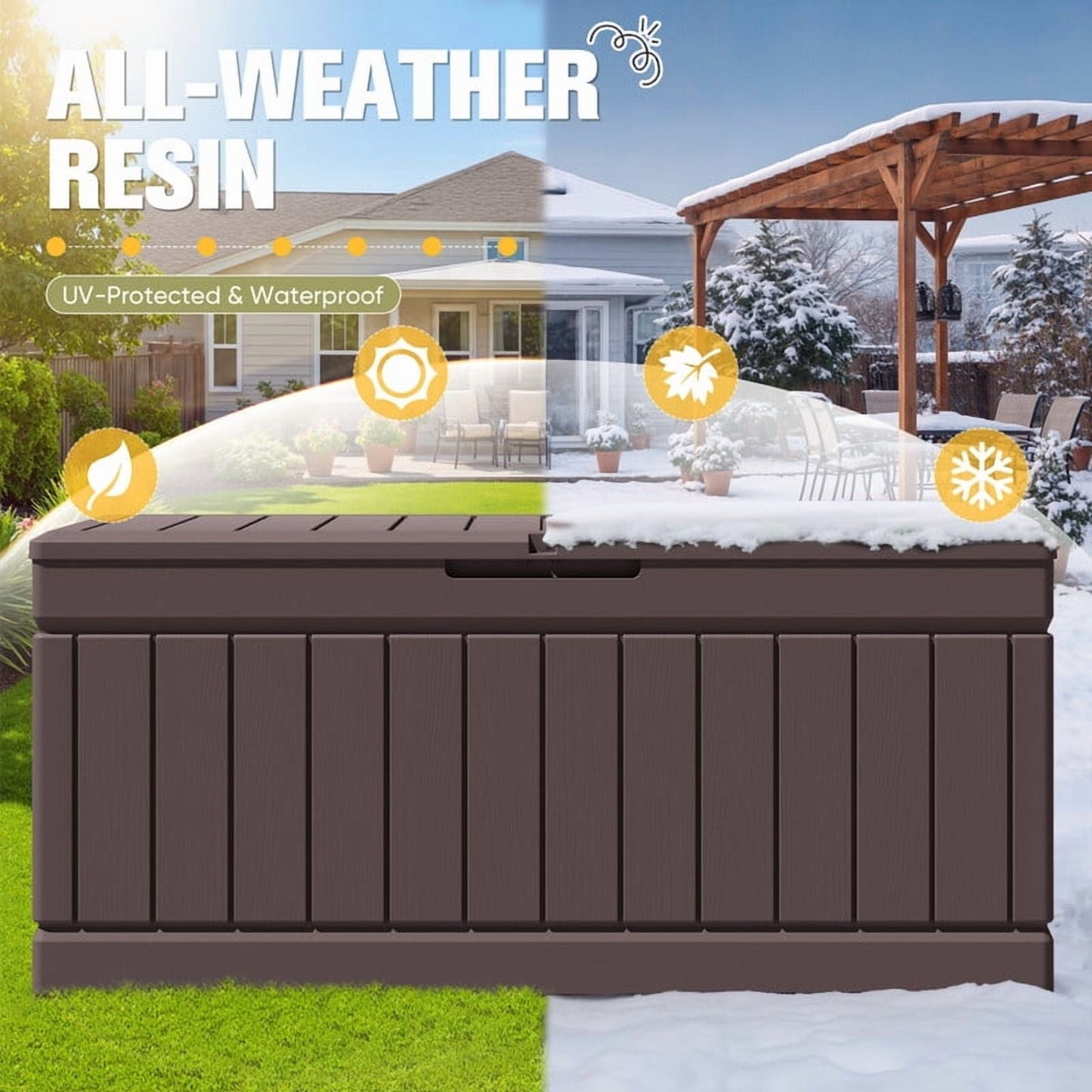 Walmart Homall 82 Gallon Outdoor Storage in Resin Deck Box Lockable Deck Box, Brown