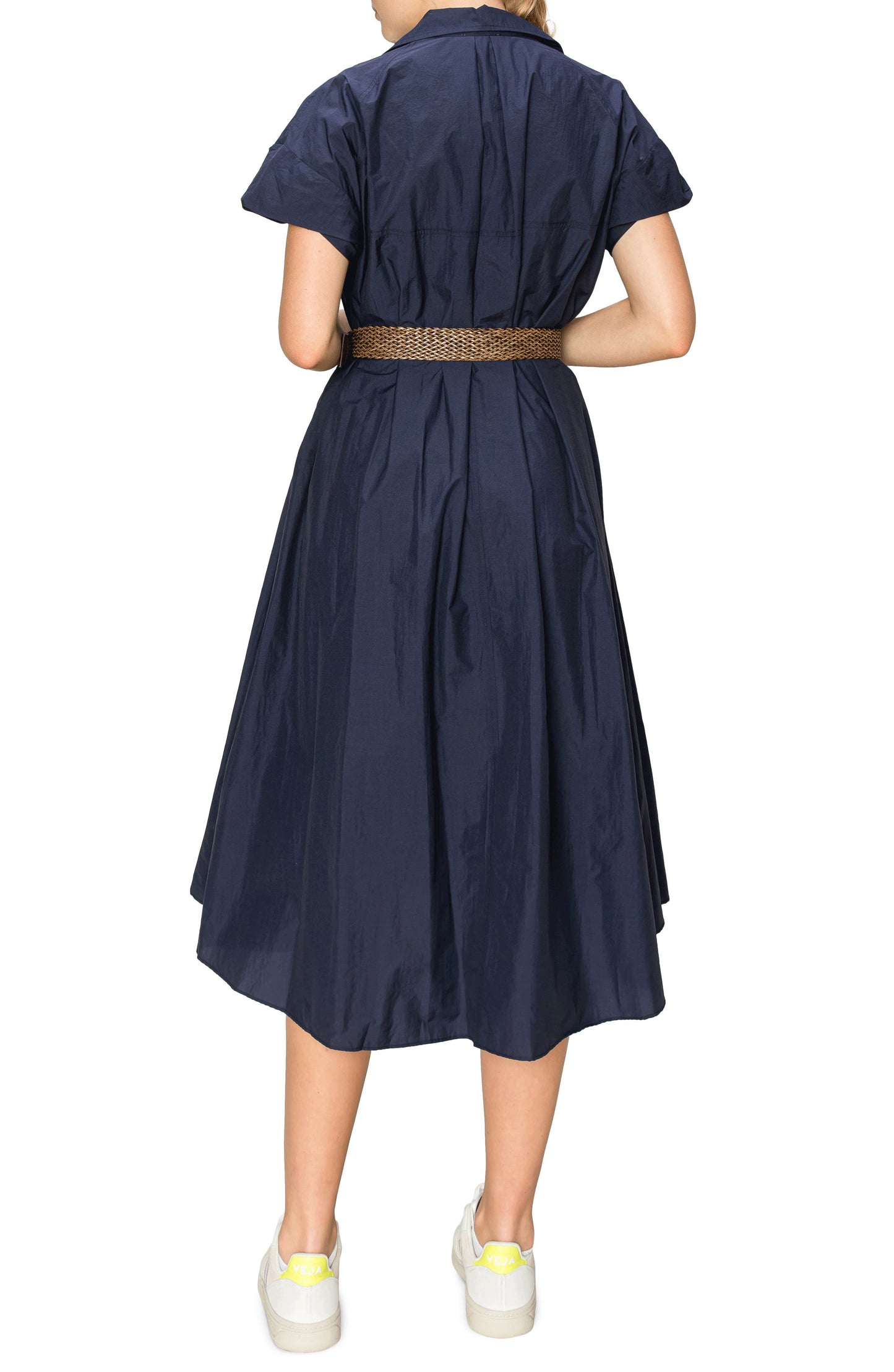 MELLODAY Belted Midi Shirtdress, Alternate, color, Navy