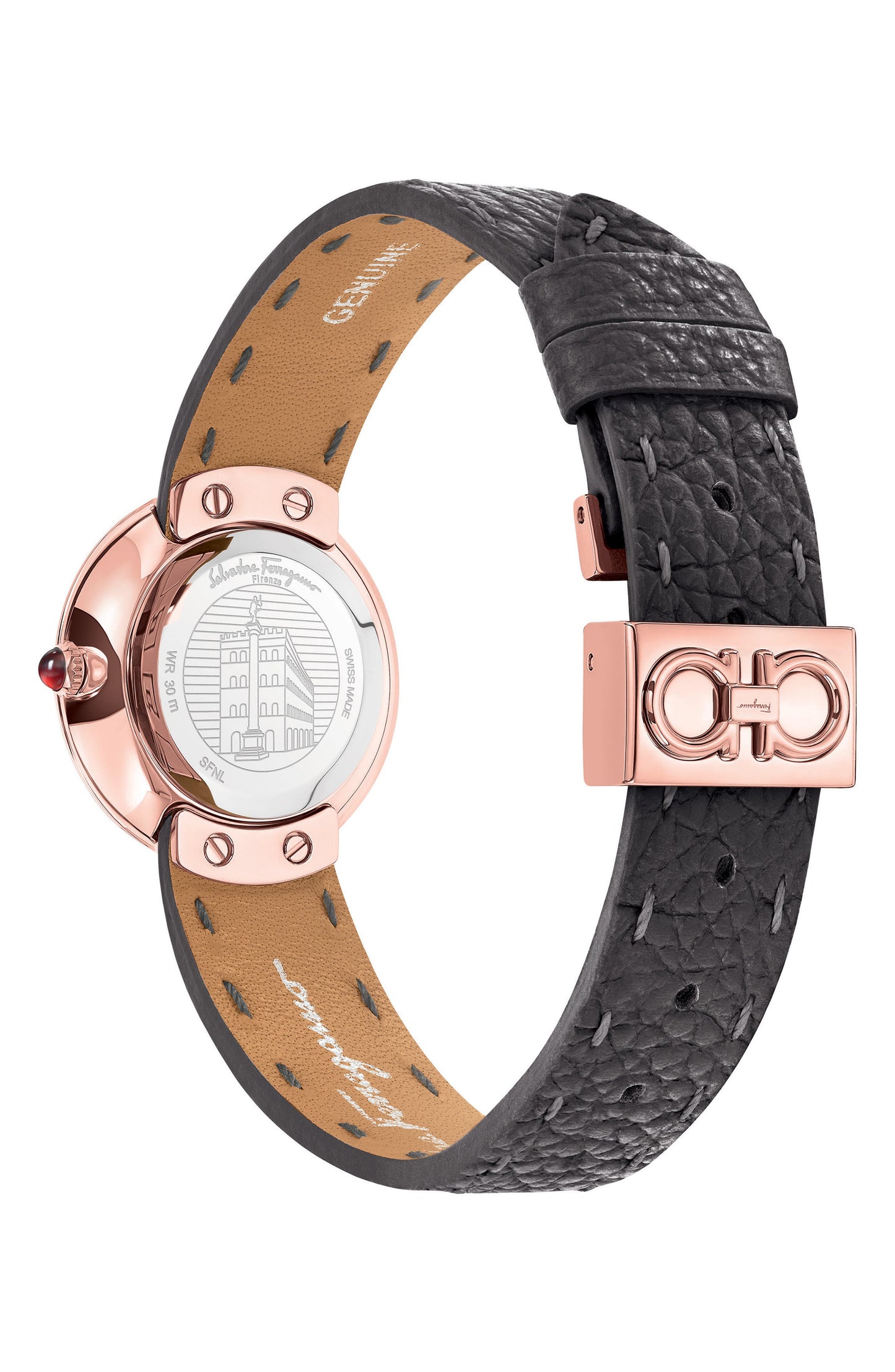 FERRAGAMO Leather Strap Watch, 28mm, Alternate, color, ROSE GOLD