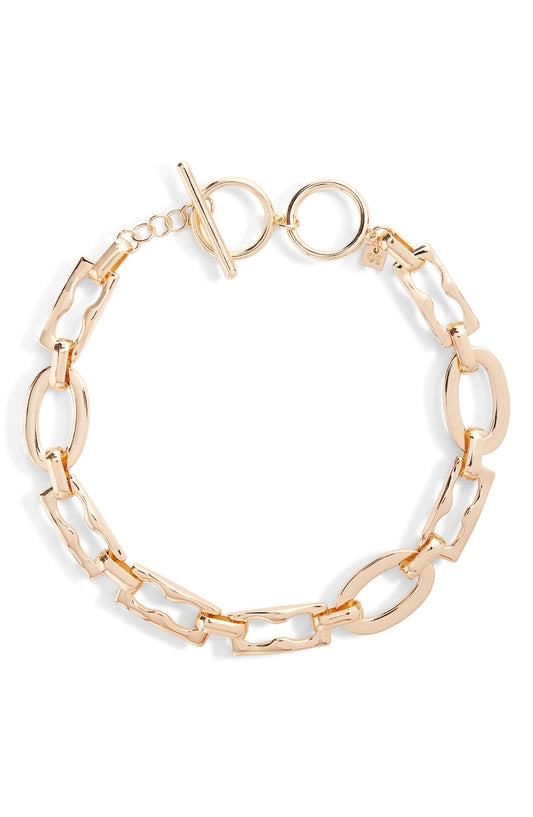 OPEN EDIT Geo Link Collar Necklace, Main, color, GOLD