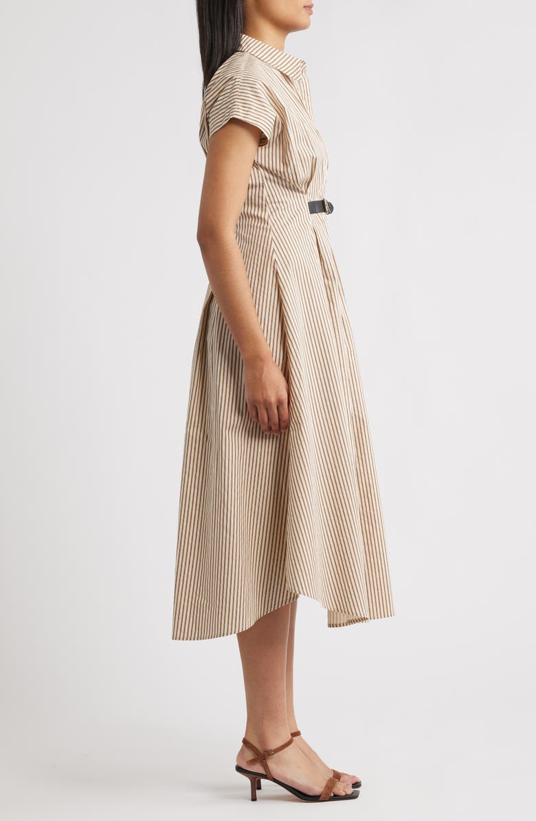 ZOE AND CLAIRE Stripe Belted Detail Cotton Shirtdress