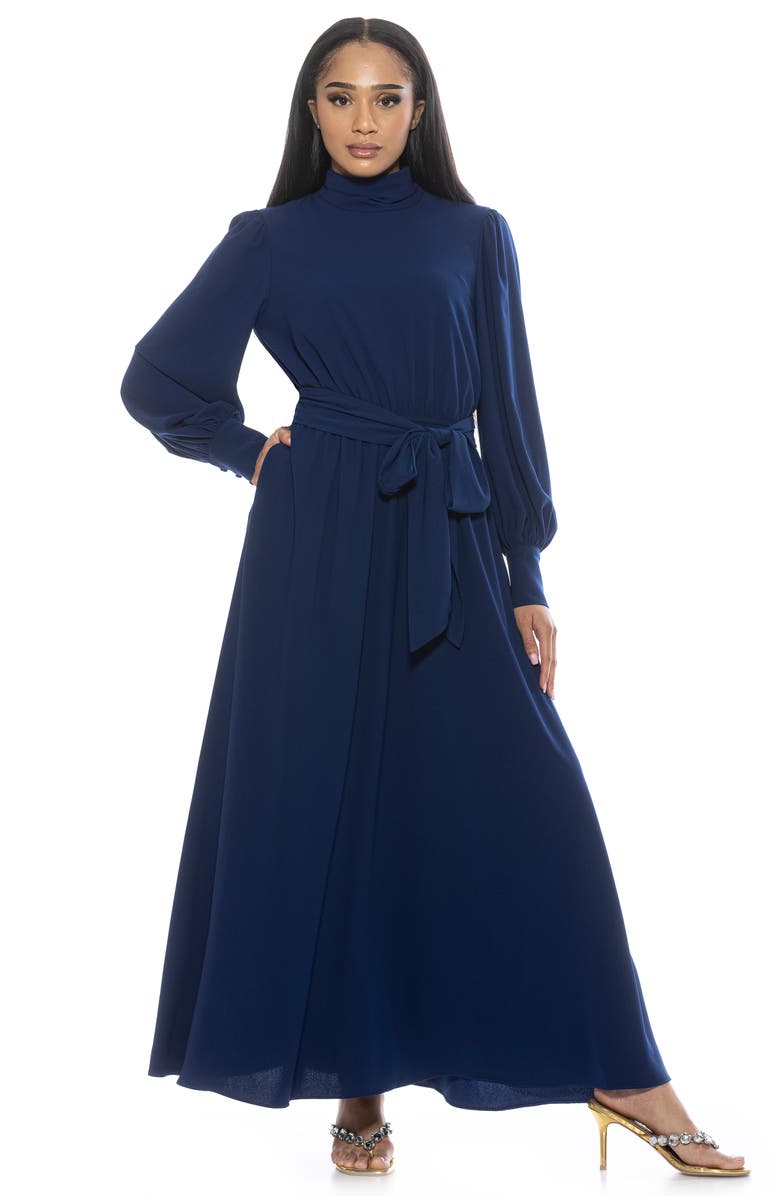 Alexia Admor Saliah Mockneck Blouson Sleeve Dress