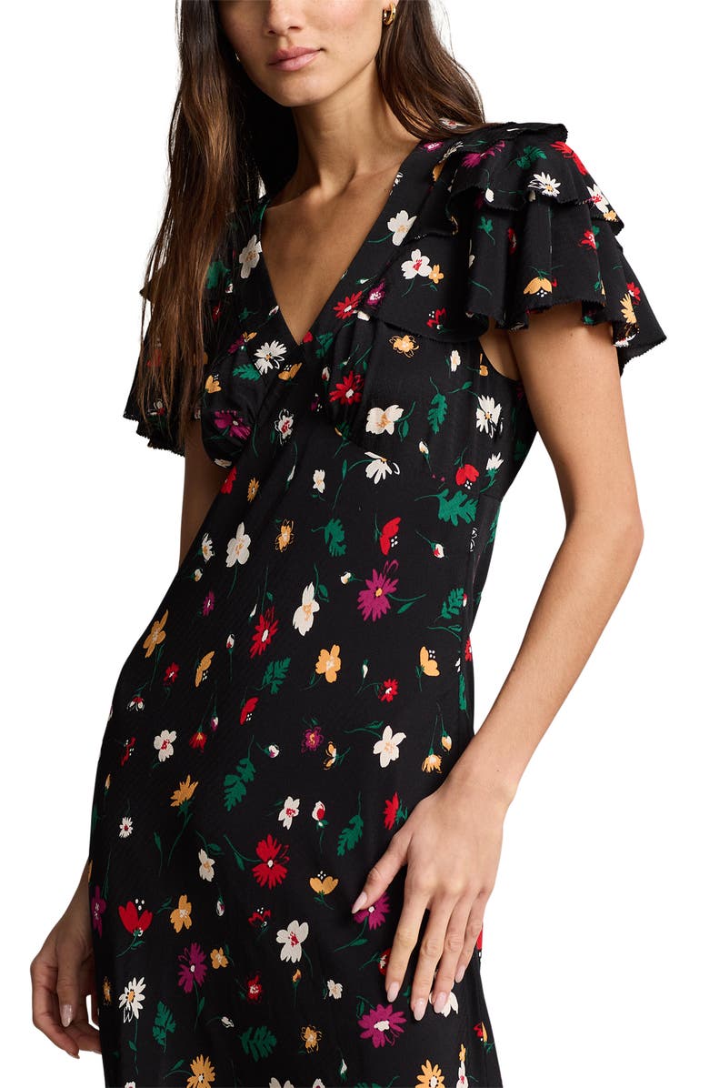 Polo Ralph Lauren Nime Floral Mulberry Silk Crepe Midi Dress