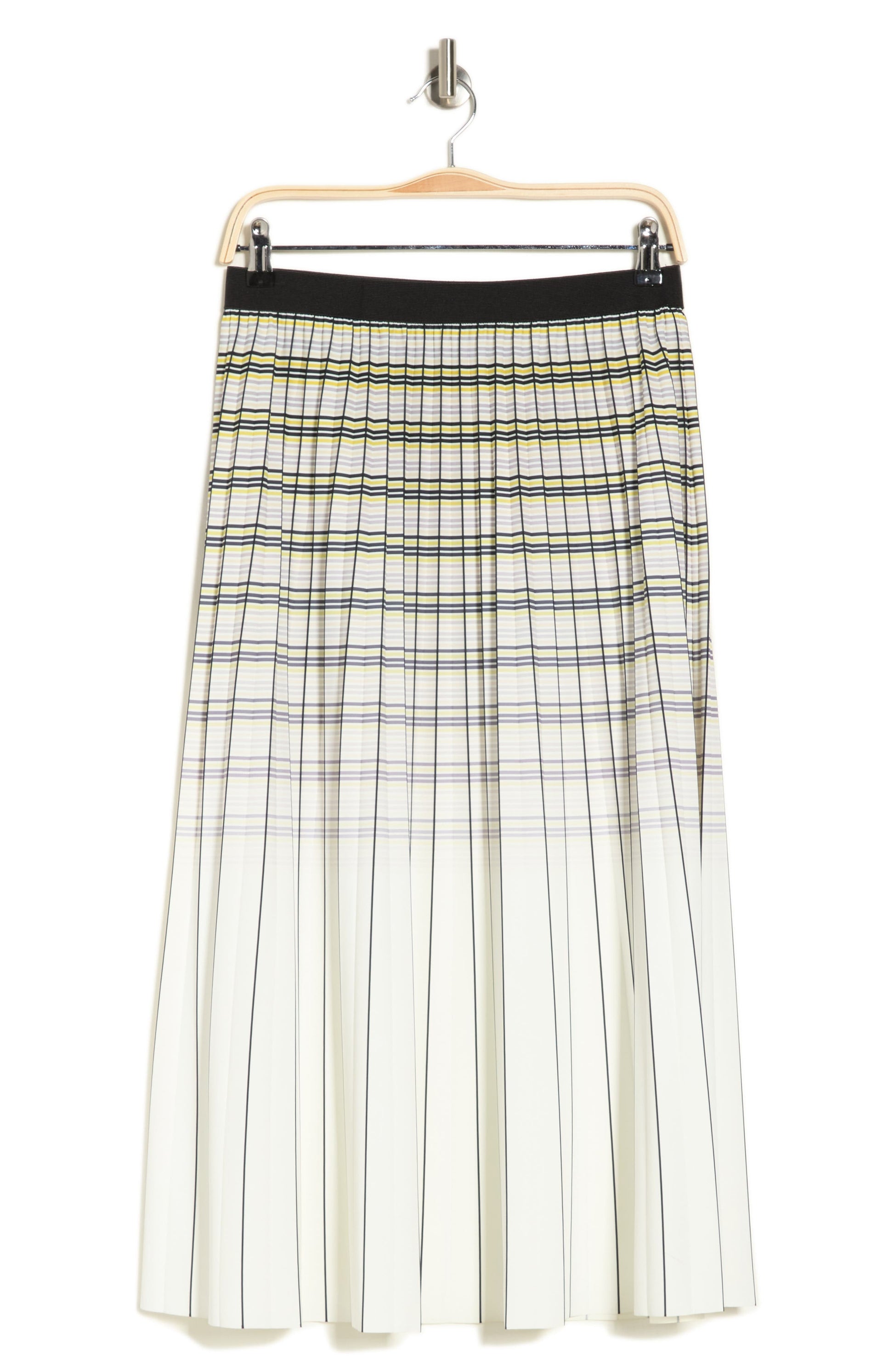 ADRIANNA PAPELL Ombré Plaid Pleat Skirt, Alternate, color, IVORY/LEMONGRASS OMBRE PLAID