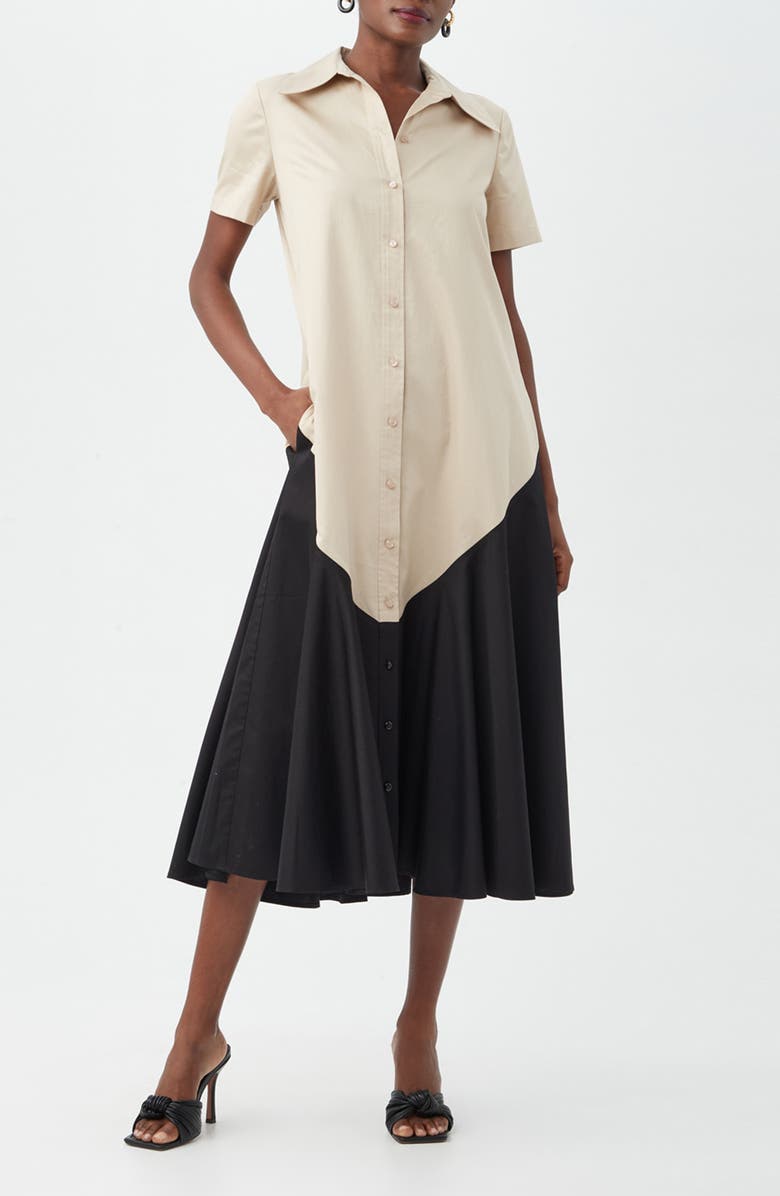 Trina Turk Neola 2 Colorblock Short Sleeve Organic Cotton Shirtdress