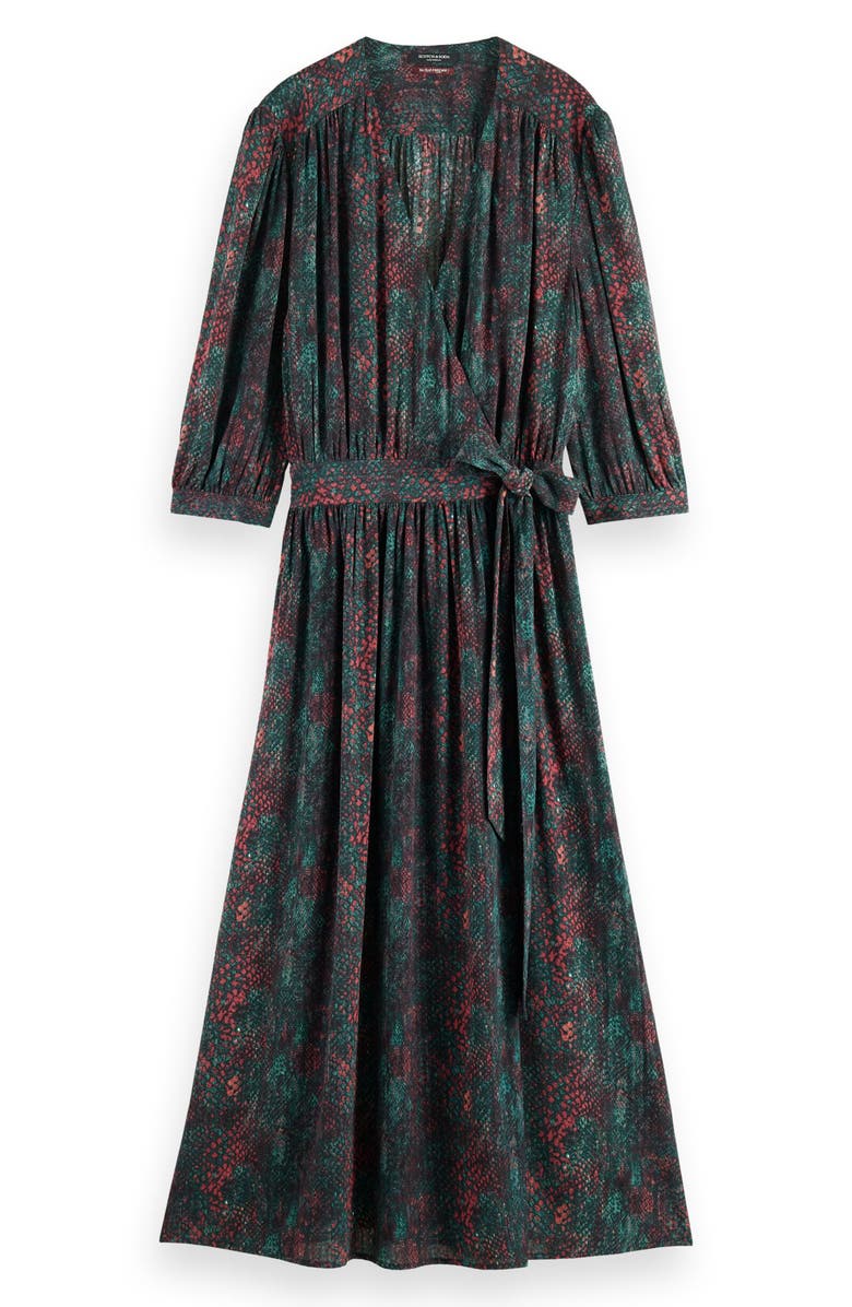 Scotch & Soda Snakeskin Print Faux Wrap Midi Dress