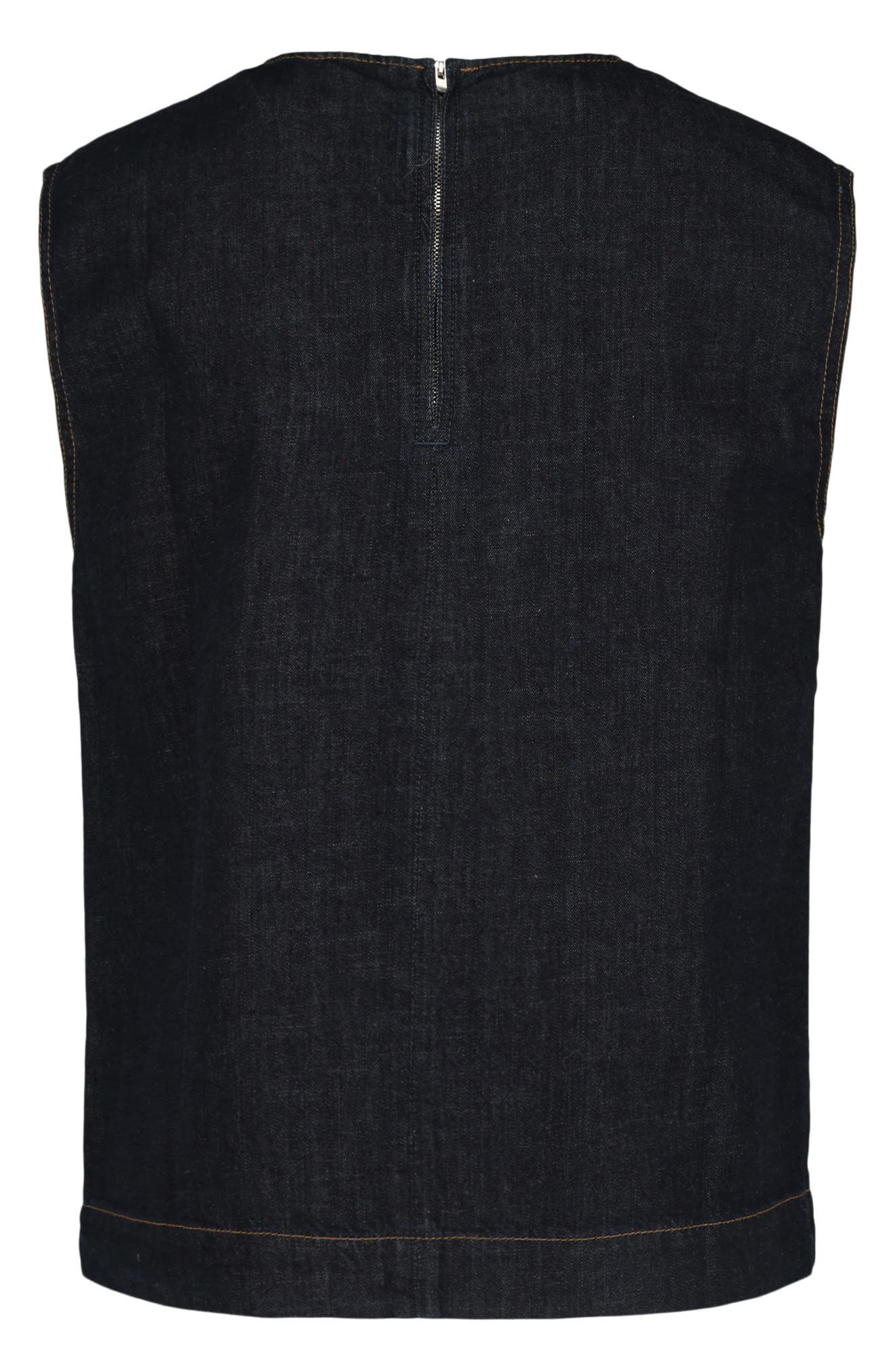 Stella McCartney Piper Denim Sleeveless Top, Alternate, color, DARK INDIGO