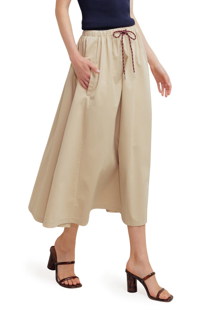 FREEMARKET Solid Drawstring Midi Skirt