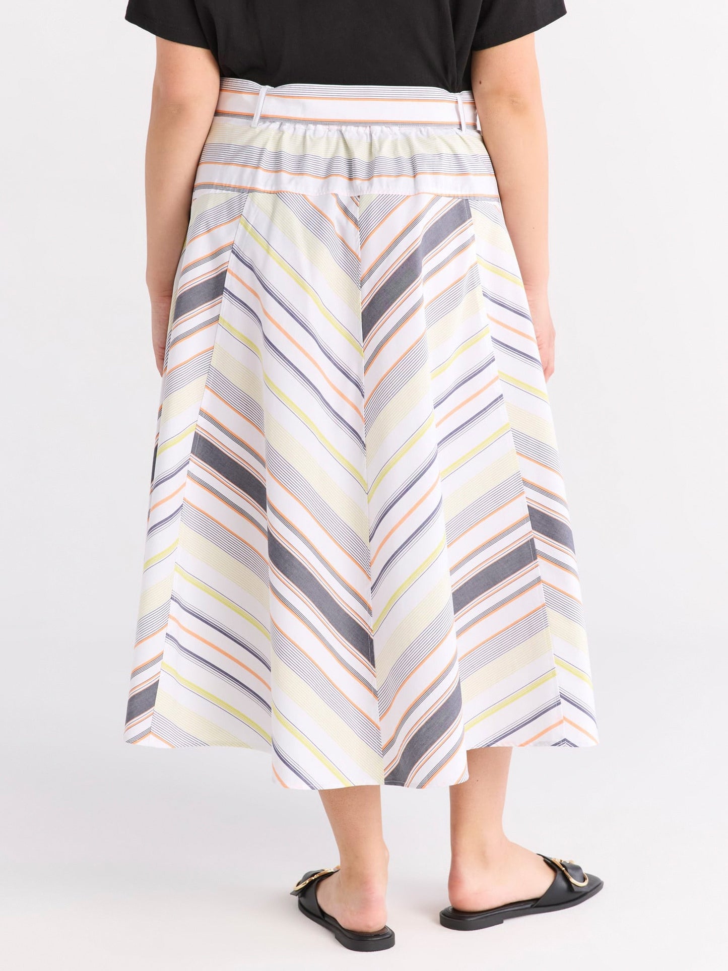 Walmart Free Assembly Women's and Women's Plus Size Belted Button Front Cotton Midi Skirt, XS-4X