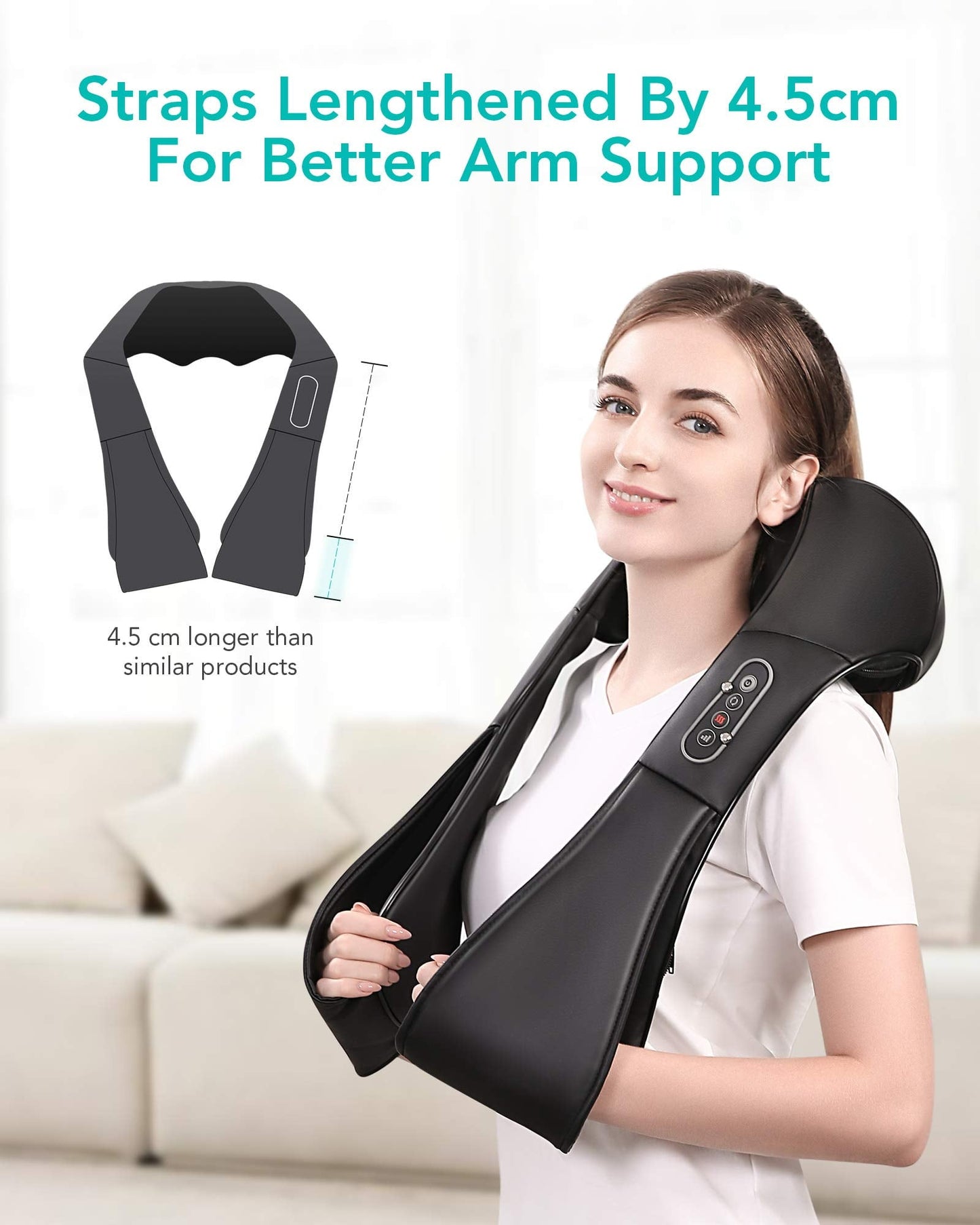 thumbnail image 4 of Naipo Shiatsu Back and Neck Massager with Heat Deep Kneading Massage for Neck, Back, Shoulder, Foot and Legs, Use at Home, Car, Office, 4 of 13