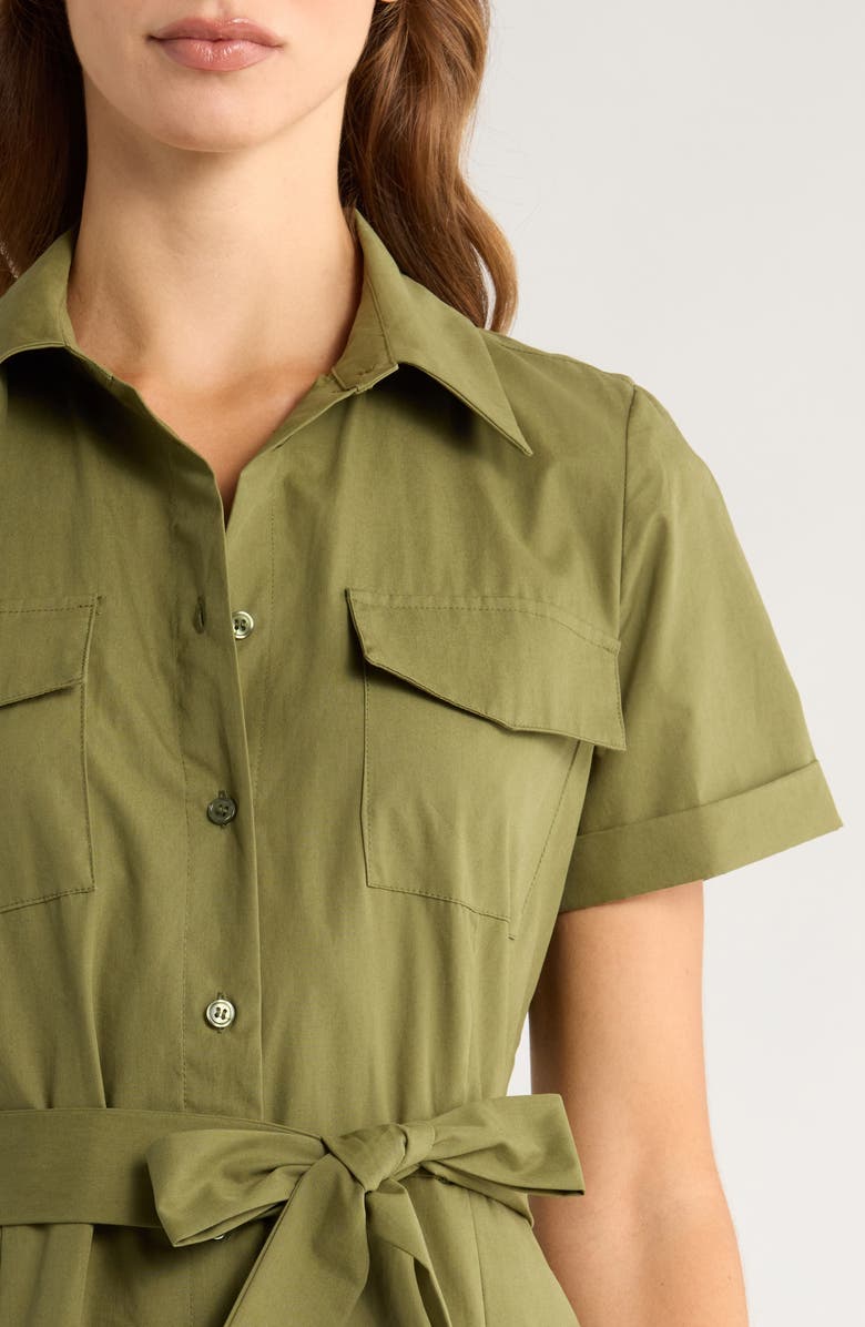 Ted Baker Box Pleat Tie Belt Cotton Maxi Shirtdress