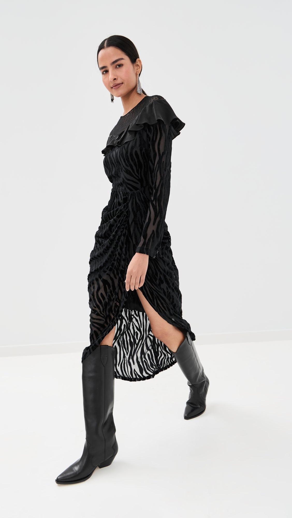 SeaSeraphine Velvet Long Sleeve Midi Dress