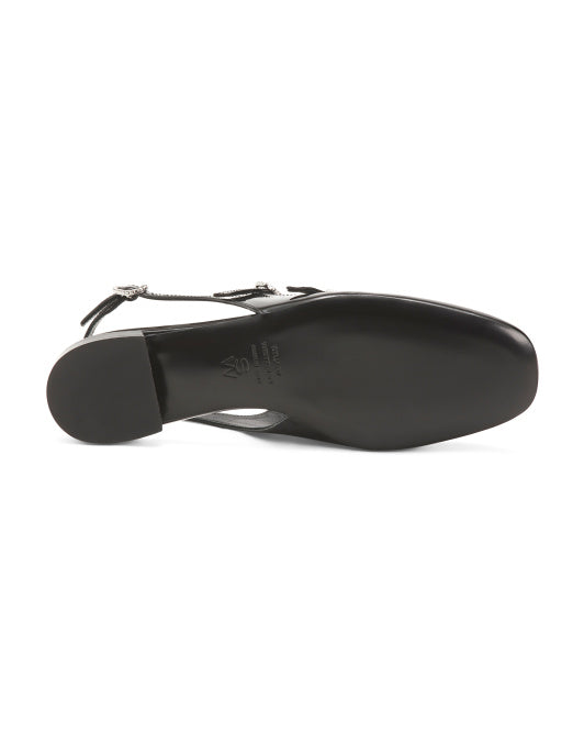 STUART WEITZMAN Made In Spain Leather Claris Mary Jane Slingback Flats