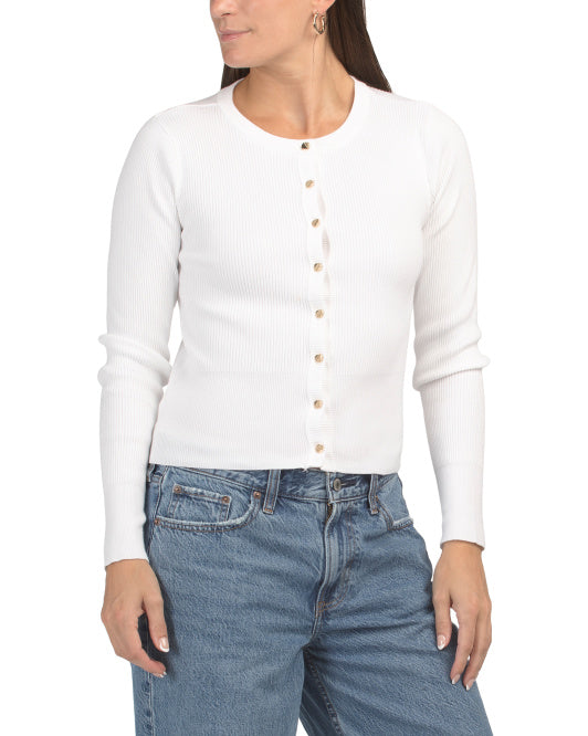 MARLED Ribbed Knit Button Front Cardigan