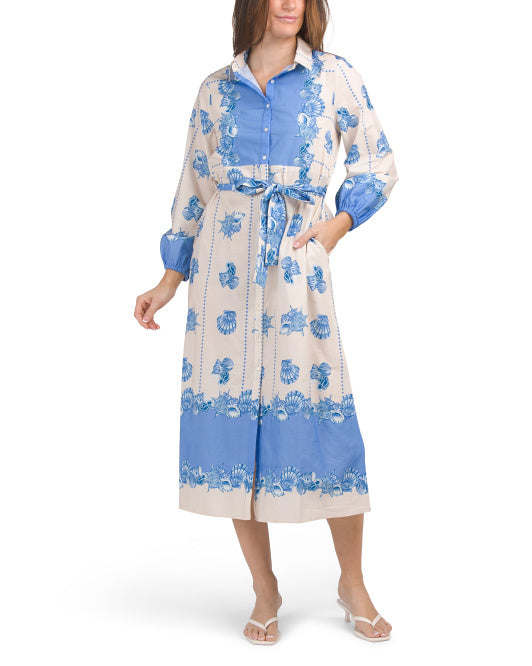 CELINA MOON Long Sleeve Shell Print Midi Dress – VinNews Recommendations CELINA MOON Long Sleeve Shell Print Midi Dress – VinNews Recommendations