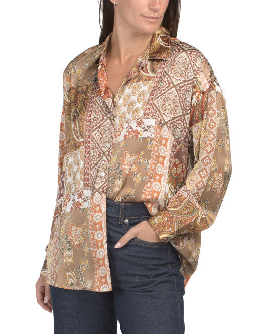 HAVER + BLAIR Satin Finish Patchwork Top