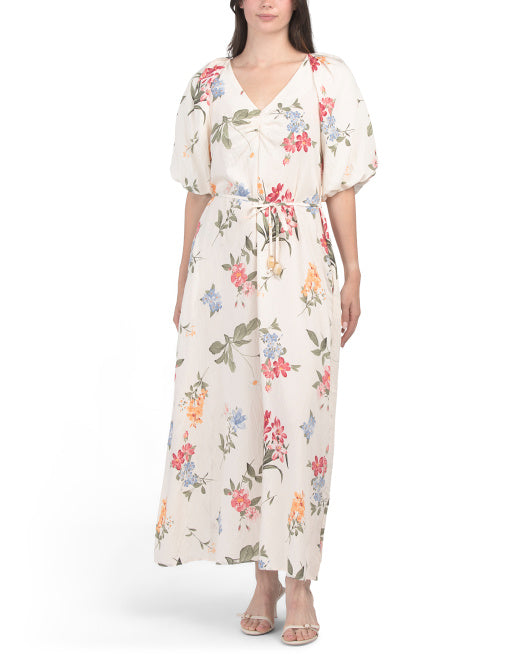 ELLEN TRACY Crinkle Raglan Sleeve V-neck Dress