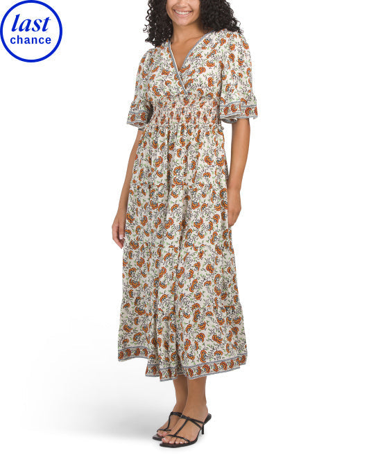 MAX STUDIO Smocked Waist Surplice Front Maxi Dress