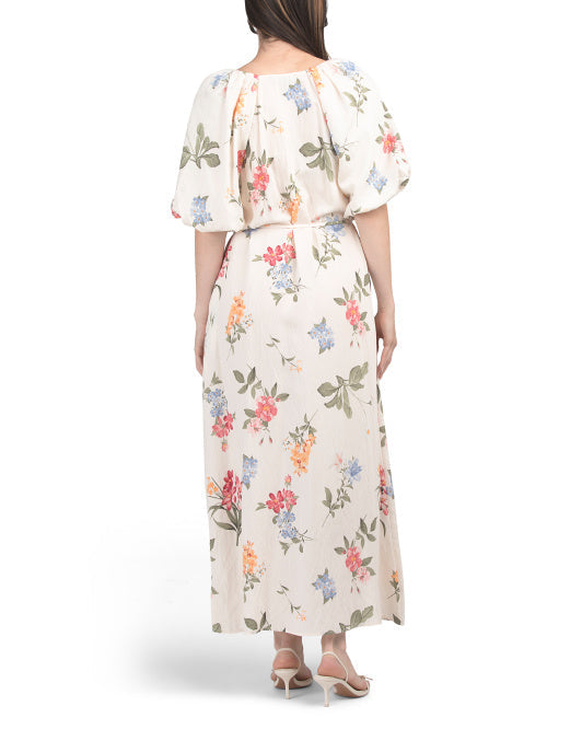 ELLEN TRACY Crinkle Raglan Sleeve V-neck Dress