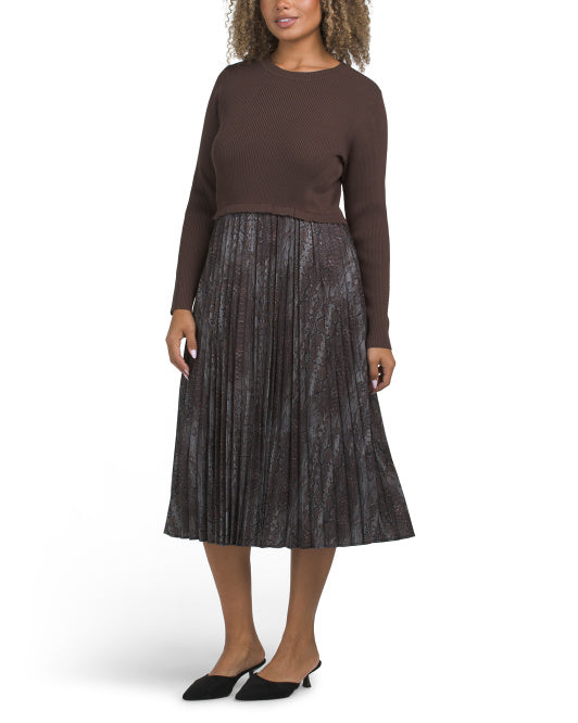 NANETTE NANETTE LEPORE Twofer Sweater Dress With Printed Skirt