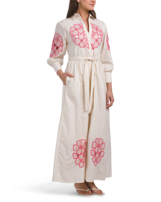 SOLITAIRE Long Sleeve Beaded Floral Embroidered Maxi Dress