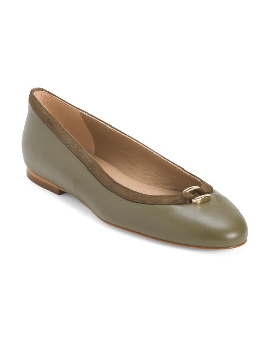 LK BENNETT Made In Spain Leather Dollie Oloid Round Toe Flats