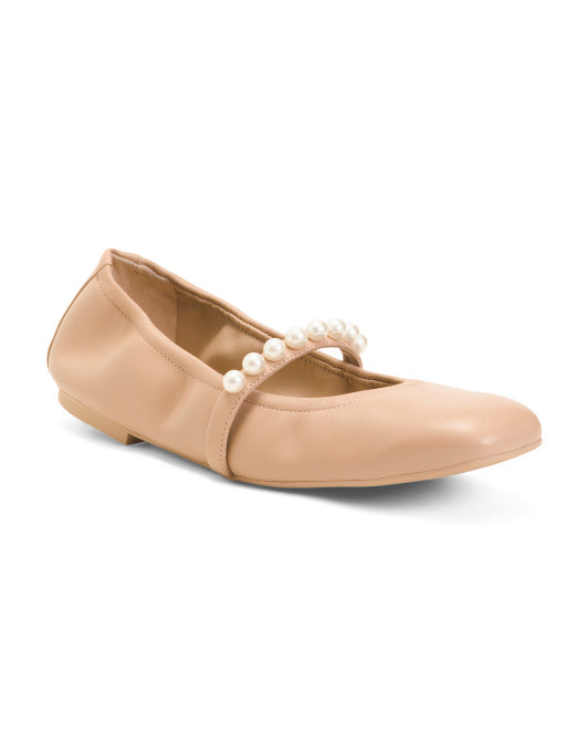 STUART WEITZMAN Made In Spain Leather Goldie Ballet Flats