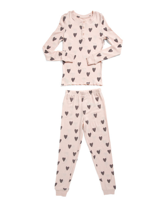 HONEYDEW Girls 2pc Fantasy Heart Pajama Top And Pants Set
