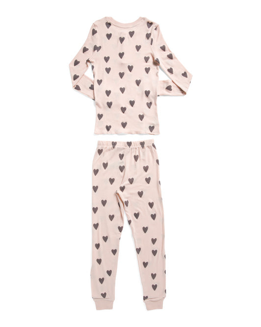 HONEYDEW Girls 2pc Fantasy Heart Pajama Top And Pants Set