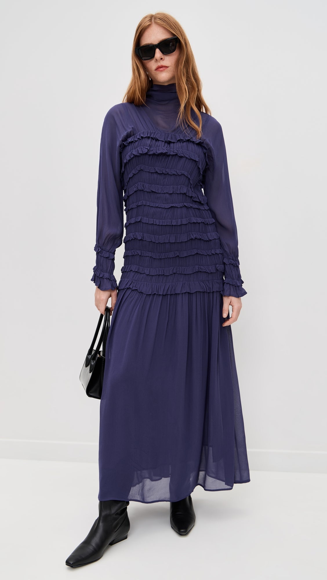 SeaSeraphine Velvet Long Sleeve Midi Dress