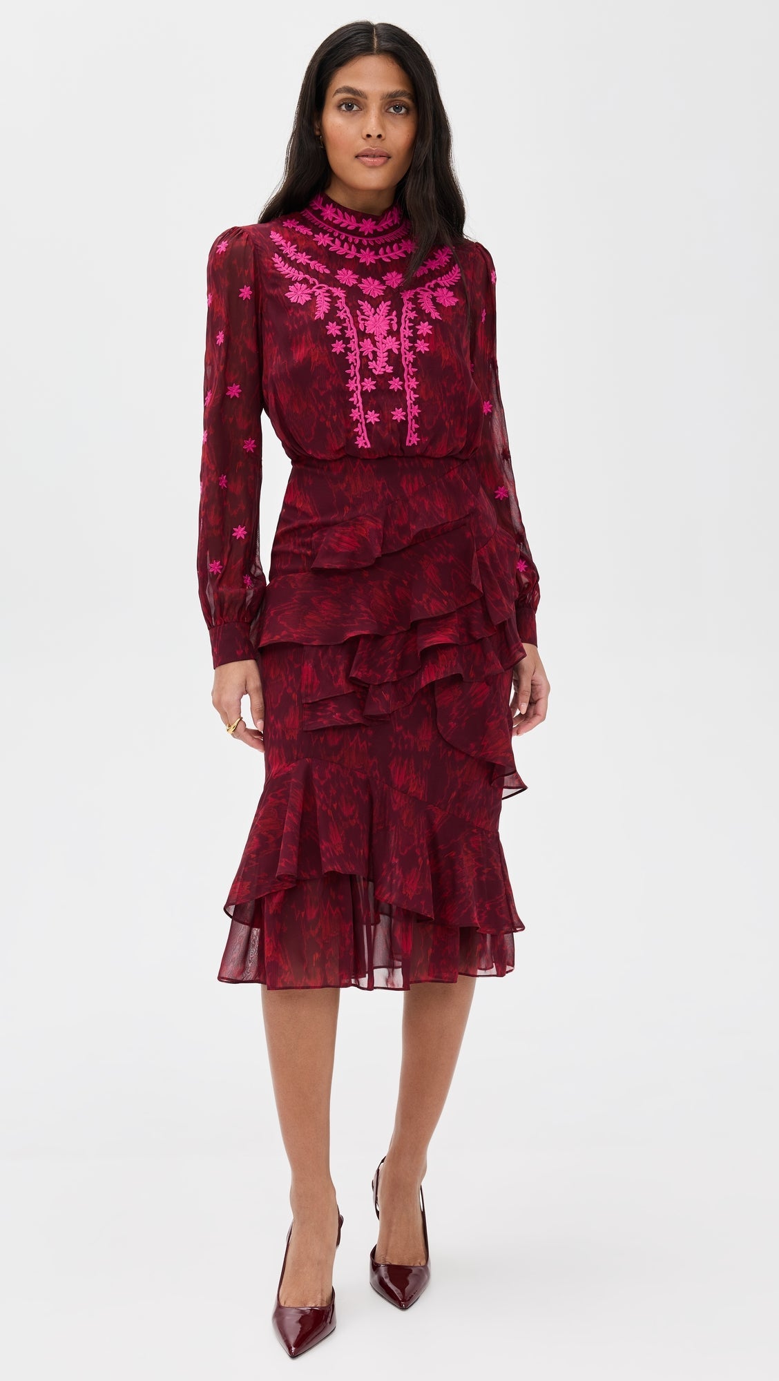 SeaSeraphine Velvet Long Sleeve Midi Dress