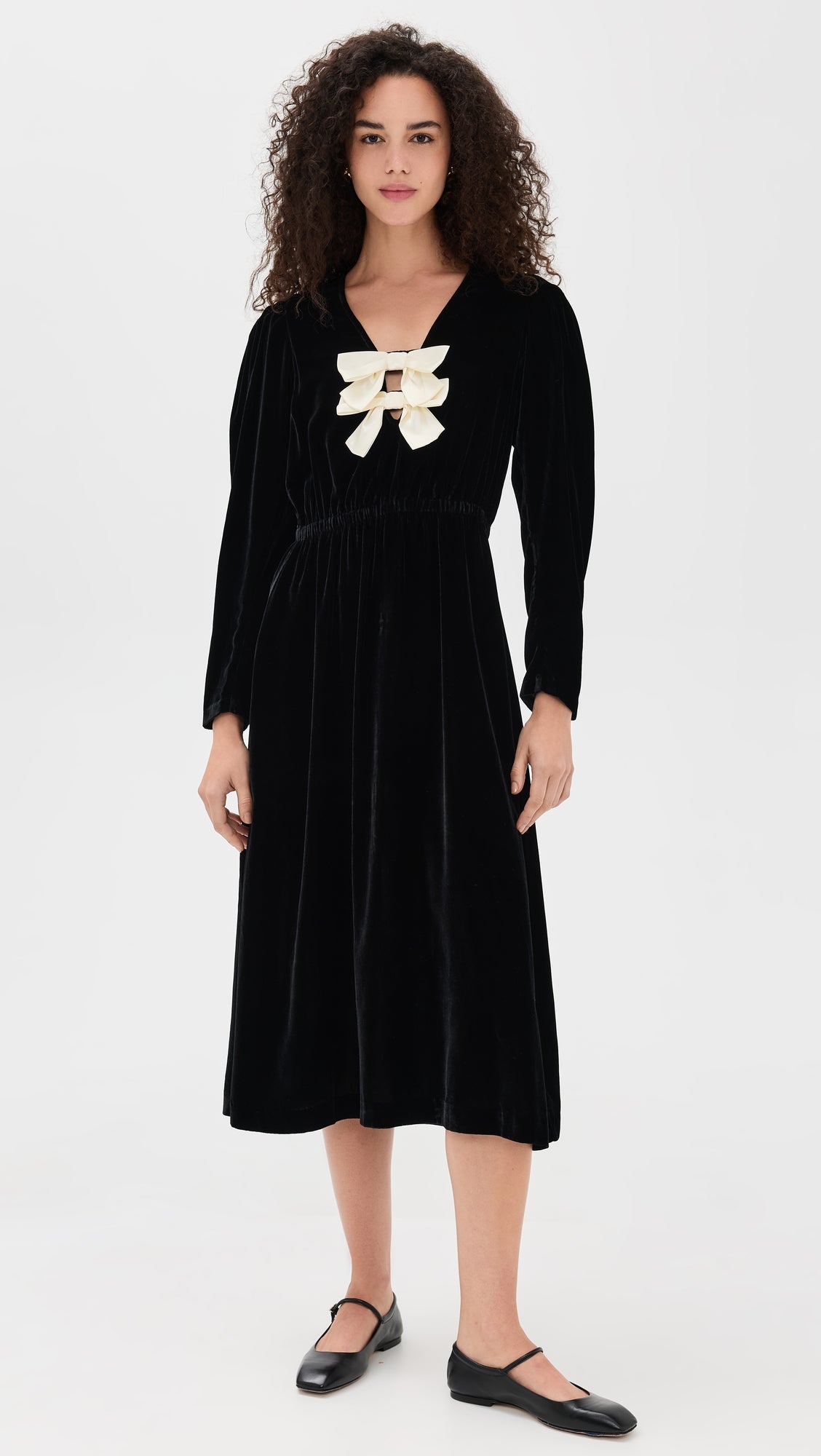 SeaSeraphine Velvet Long Sleeve Midi Dress