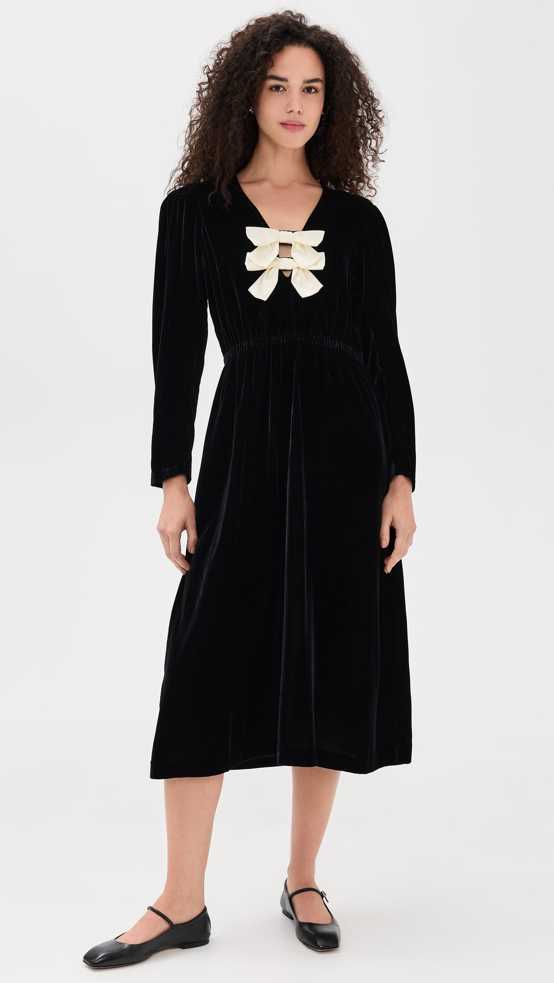 SeaSeraphine Velvet Long Sleeve Midi Dress