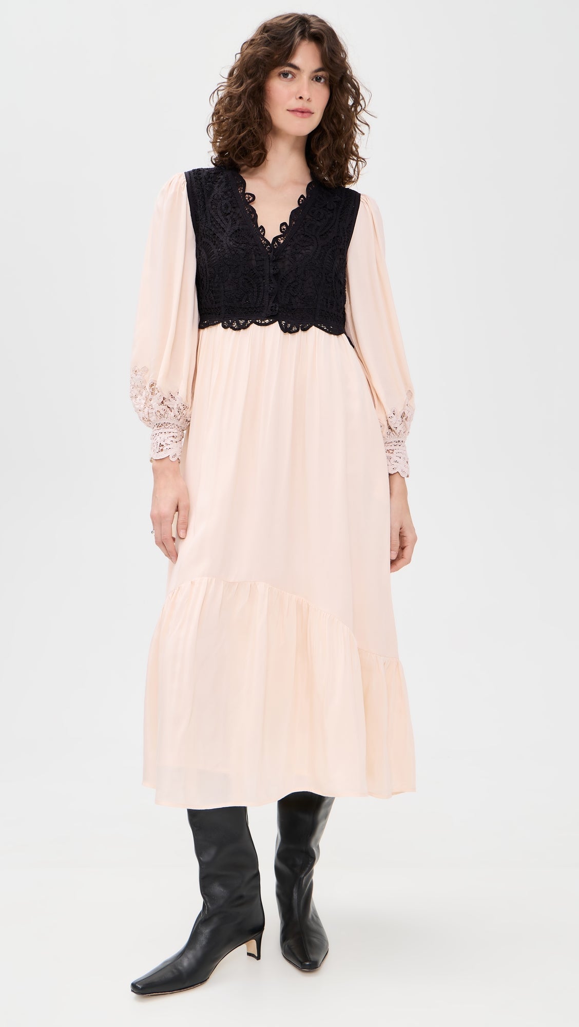SeaSeraphine Velvet Long Sleeve Midi Dress