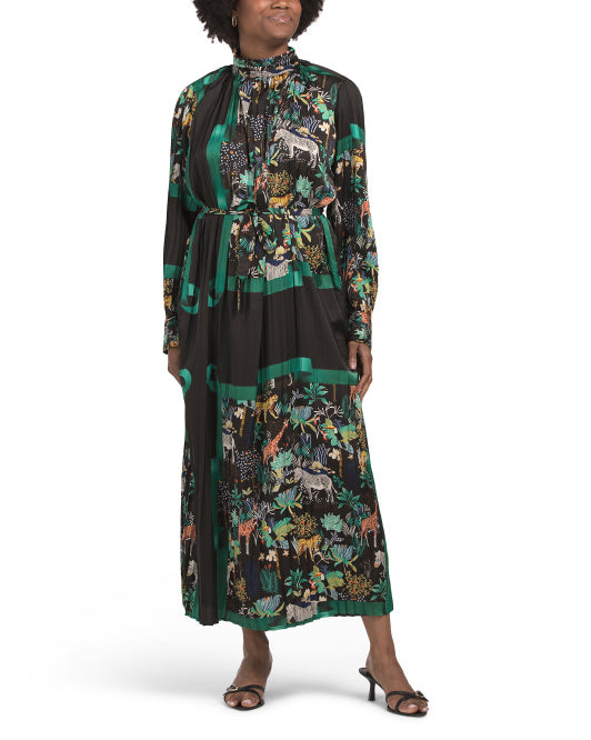 DALIA MACPHEE Long Sleeve Mock Neck Maxi Dress