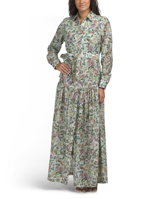 AQUA BLU Long Sleeve Lotus Maxi Dress