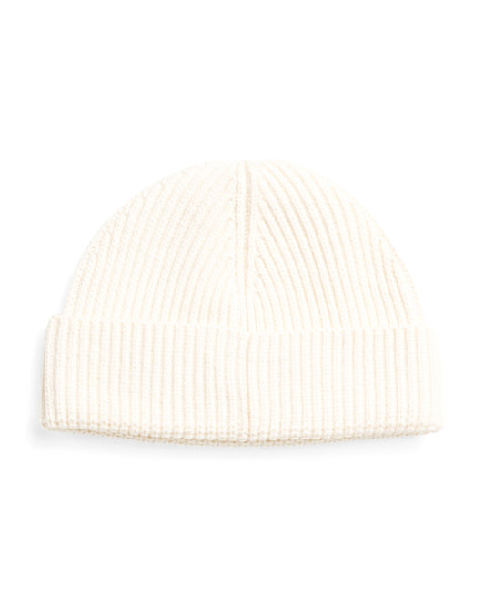 KARL LAGERFELD Wool Blend Beanie With Leather Patch