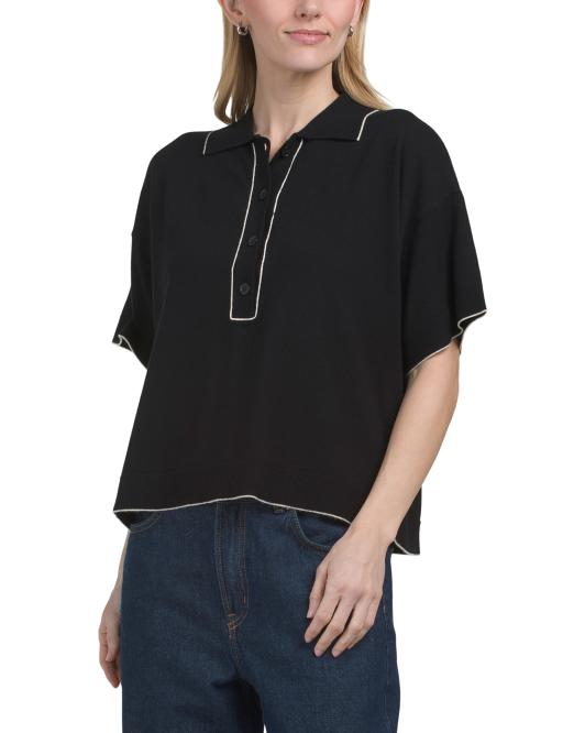 MAX STUDIO LONDON Short Sleeve Sweater With Collar