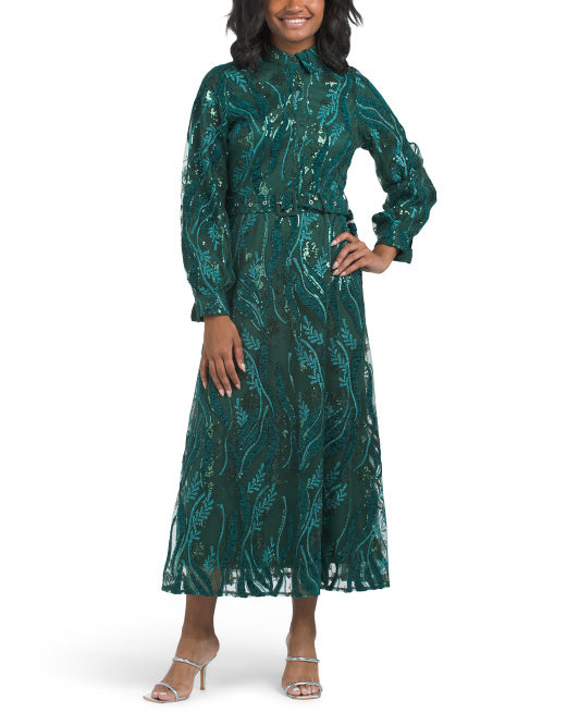 IVY CITY CO Long Sleeve Sequin Dress