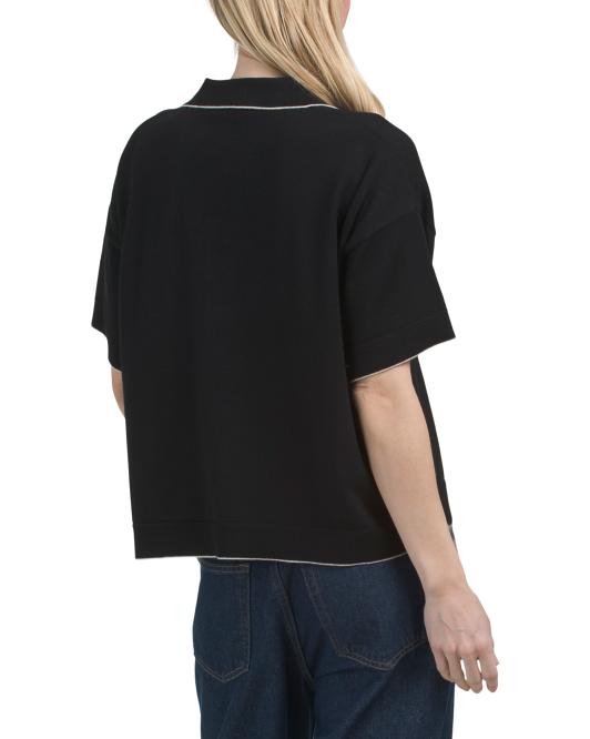 MAX STUDIO LONDON Short Sleeve Sweater With Collar