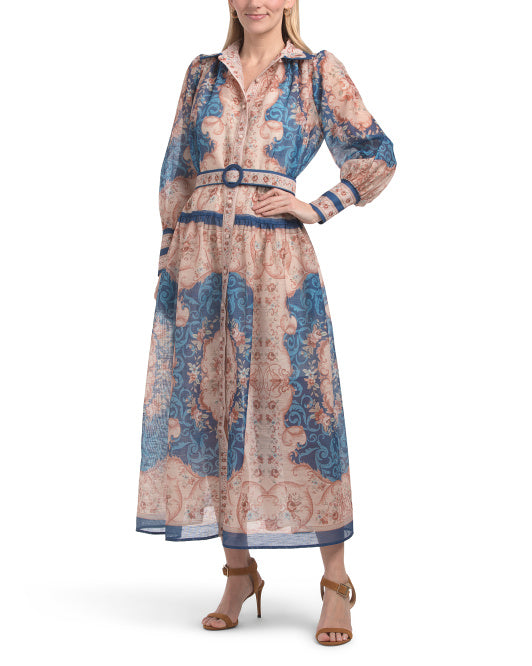 NANCY YANG Floral Button Down Dress