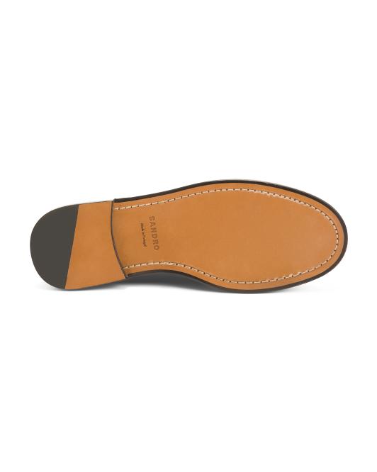 SANDRO Made In Portugal Leather Two Tone Studded Loafers
